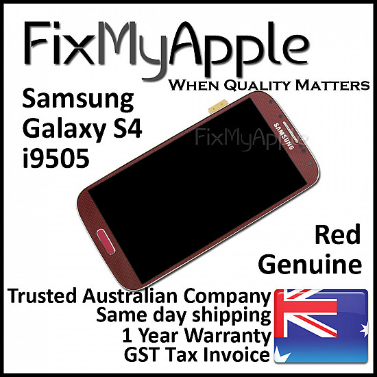 Samsung Galaxy S4 i9505 / i9507 LCD Touch Screen Digitizer Assembly with Frame - Red [Full OEM]